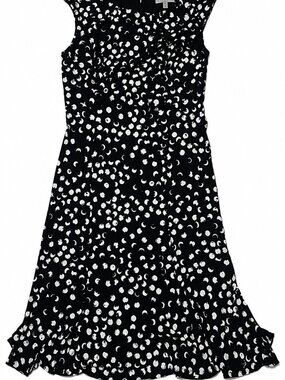 Laura Petites Navy & White Print Dress – Size 4 Petite